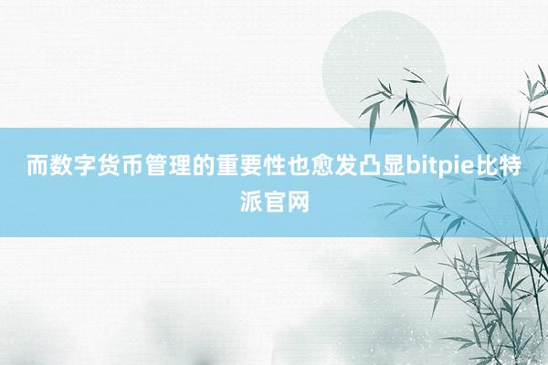 而数字货币管理的重要性也愈发凸显bitpie比特派官网