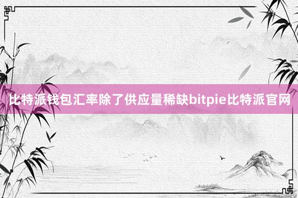 比特派钱包汇率除了供应量稀缺bitpie比特派官网