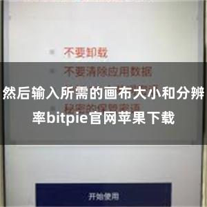 然后输入所需的画布大小和分辨率bitpie官网苹果下载